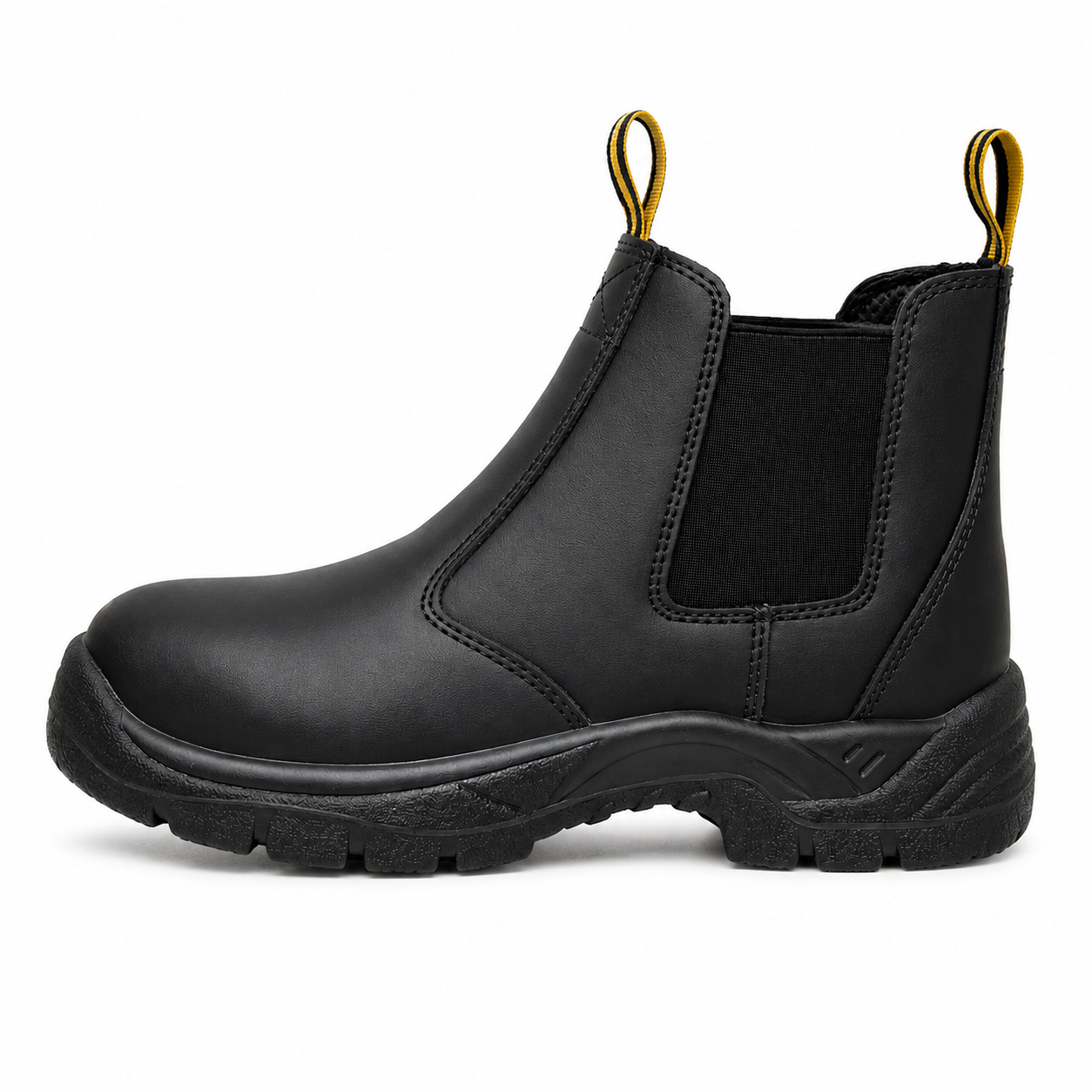 Black CSA-approved steel toe Chelsea safety boot
